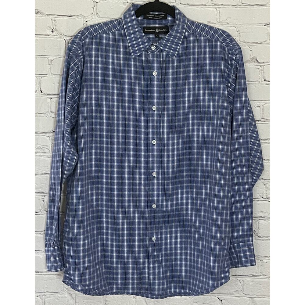 Beverly Hills Polo Club Men’s Blue Checkered Dress Shirt (Size L)